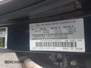 2019 Mazda CX-3 Sport with VIN JM1DKFB70K1453573, listed as a IAAI auction lot 40166219 with 1 mi miles. Bid and sale history available at carsss.com. Image 9.