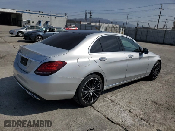 2021 Mercedes-Benz C 300 with VIN W1KWF8DB9MR605631, listed as a Copart auction lot 46062995 with 23,165 mi miles and Salvage Title. Bid and sale history available at carsss.com. Image 3.