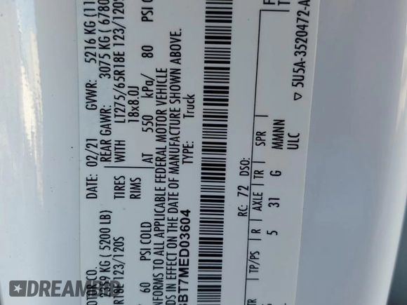 2021 Ford F-350 XL z VIN 1FT8W3BT7MED03604, wystawiony jako Copart lot #46823025 z przebiegiem 116 736 mil mil oraz Szkoda całkowita • Salvage title. Historia ofert i sprzedaży dostępna na DreamBid. Obrazek 14.