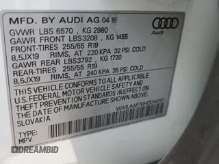 2017 Audi Q7 Premium Plus with VIN WA1LAAF70HD014757, listed as a Copart auction lot 52191525 with 92,788 mi miles and Salvage Title. Bid and sale history available at DreamBid. Image 13.