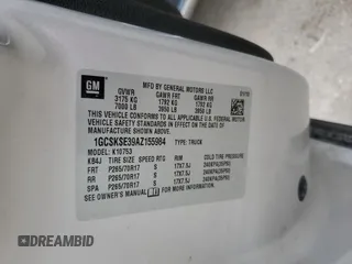 2010 Chevrolet Silverado 1500 LT with VIN 1GCSKSE39AZ155984, listed as a Copart auction lot 52940725 with Not Provided miles and Salvage Title. Bid and sale history available at DreamBid. Image 14.