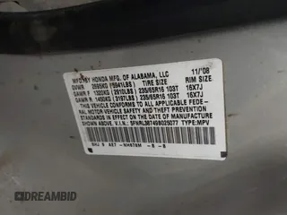 2009 Honda Odyssey EX-L с VIN 5FNRL38749B025077, выставлен на аукционе IAAI как лот 42420048 с пробегом 148 233 миль миль и . История ставок и продаж доступна на DreamBid. Изображение 9.
