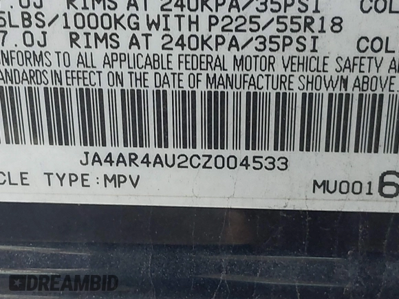 2012 Mitsubishi Outlander Sport SE with VIN JA4AR4AU2CZ004533, listed as a IAAI auction lot 41822155 with 227,478 mi miles. Bid and sale history available at carsss.com. Image 9.