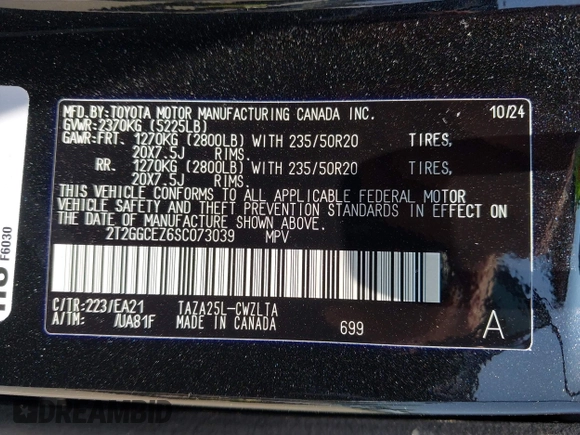 2025 Lexus NX 350 Premium with VIN 2T2GGCEZ6SC073039, listed as a IAAI auction lot 42358628 with 9,549 mi miles and . Bid and sale history available at DreamBid. Image 9.