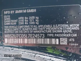 2020 BMW M2 Competition z VIN WBS2U7C05L7E24573, wystawiony jako IAAI lot #41688525 z przebiegiem 18 909 mil mil oraz . Historia ofert i sprzedaży dostępna na DreamBid. Obrazek 9.