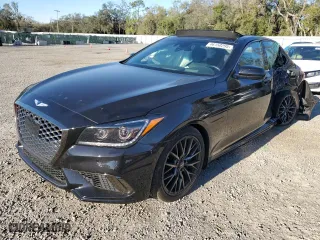 2019 Genesis G80 3.3T Sport with VIN KMHGN4JB3KU300405, listed as a Copart auction lot 46150295 with 53,482 mi miles and Salvage Title. Bid and sale history available at carsss.com. Image 1.