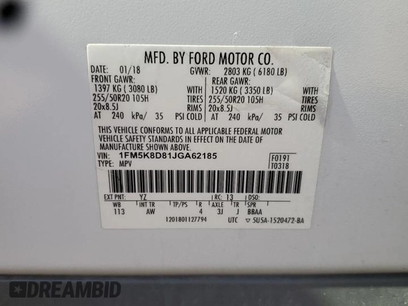 2018 Ford Explorer XLT с VIN 1FM5K8D81JGA62185, выставлен на аукционе Copart как лот 62509555 с пробегом 77 262 миль миль и Списание • Salvage title. История ставок и продаж доступна на DreamBid. Изображение 14.