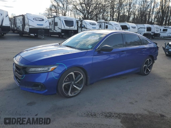 2021 Honda Accord Sport z VIN 1HGCV2F33MA002208, wystawiony jako Copart lot #85139714 z przebiegiem 75 839 mil mil oraz Szkoda całkowita • Salvage title. Historia ofert i sprzedaży dostępna na DreamBid. Obrazek 1.