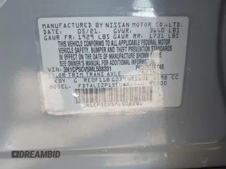 2021 Nissan Kicks SV with VIN 3N1CP5CV5ML508201, listed as a IAAI auction lot 41724301 with 37,522 mi miles. Bid and sale history available at carsss.com. Image 9.