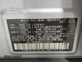 2014 Subaru Outback Limited with VIN 4S4BRDMC0E2316791, listed as a Copart auction lot 41804835 with 81,152 mi miles and Salvage title. Bid and sale history available at DreamBid. Image 15.