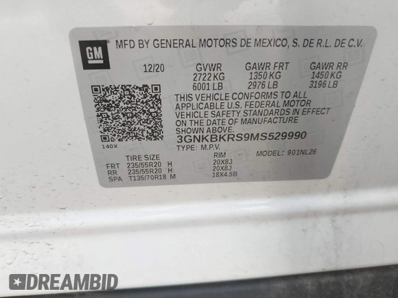 2021 Chevrolet Blazer RS с VIN 3GNKBKRS9MS529990, выставлен на аукционе IAAI как лот 42440982 с пробегом 51 701 миль миль и . История ставок и продаж доступна на DreamBid. Изображение 9.