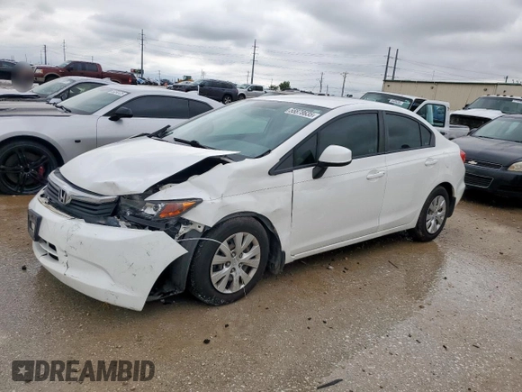 2012 Honda Civic LX z VIN 2HGFB2F50CH607469, wystawiony jako Copart lot #55878635 z przebiegiem 86 975 mil mil oraz Szkoda całkowita • Salvage title. Historia ofert i sprzedaży dostępna na DreamBid. Obrazek 1.