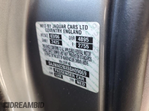 2006 Jaguar XJ Vanden Plas with VIN SAJWA82BX6SH09069, listed as a Copart auction lot 68122604 with 153,999 mi miles and Salvage Title. Bid and sale history available at carsss.com. Image 12.