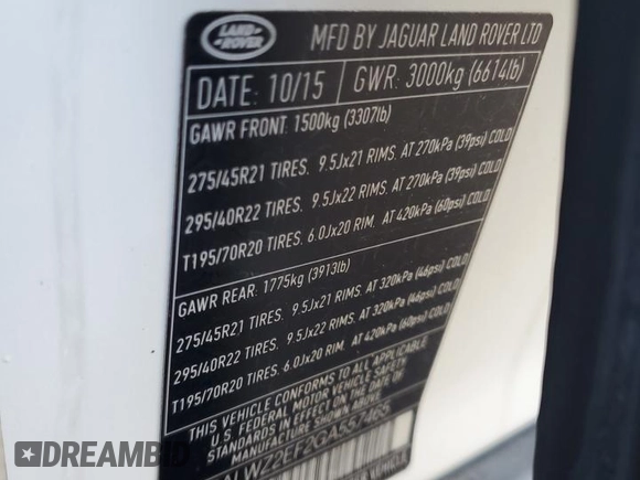 2016 Land Rover Range Rover Sport SVR with VIN SALWZ2EF2GA557465, listed as a Copart auction lot 78547734 with 45,756 mi miles and Salvage title. Bid and sale history available at DreamBid. Image 13.