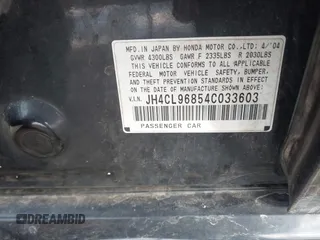 2004 Acura TSX z VIN JH4CL96854C033603, wystawiony jako IAAI lot #42056448 z przebiegiem 206 029 mil mil oraz . Historia ofert i sprzedaży dostępna na DreamBid. Obrazek 9.