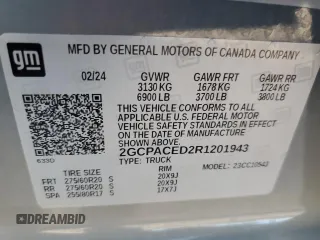 2024 Chevrolet Silverado 1500 LT with VIN 2GCPACED2R1201943, listed as a Copart auction lot 56731105 with 30,802 mi miles and Salvage Title. Bid and sale history available at DreamBid. Image 12.