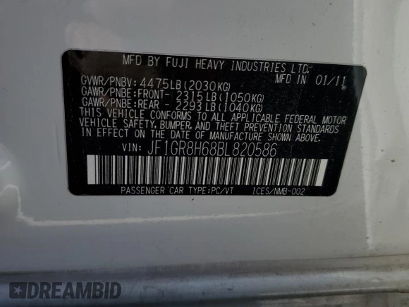 2011 Subaru WRX WRX STI with VIN JF1GR8H68BL820586, listed as a Copart auction lot 53850995 with 88,829 mi miles and Salvage title. Bid and sale history available at DreamBid. Image 13.