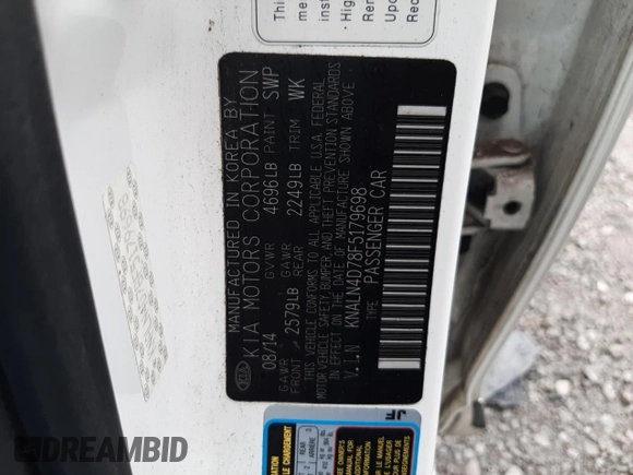2015 Kia Cadenza Premium with VIN KNALN4D78F5179698, listed as a Copart auction lot 72376684 with 100,944 mi miles and Salvage Title. Bid and sale history available at carsss.com. Image 12.