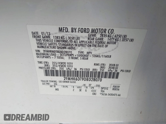 2013 Ford Flex Limited w/EcoBoost with VIN 2FMHK6DT9DBD28070, listed as a IAAI auction lot 41804017 with 156,423 mi miles. Bid and sale history available at carsss.com. Image 9.