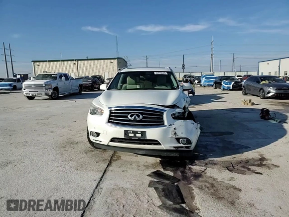 2015 Infiniti QX60 with VIN 5N1AL0MM5FC527690, listed as a Copart auction lot 45763045 with 157,179 mi miles and Salvage Title. Bid and sale history available at DreamBid. Image 14.
