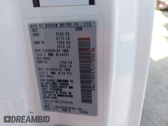 2020 Nissan NV200 S с VIN 3N6CM0KN7LK705236, выставлен на аукционе IAAI как лот 42051991 с пробегом 153 735 миль миль и . История ставок и продаж доступна на DreamBid. Изображение 9.