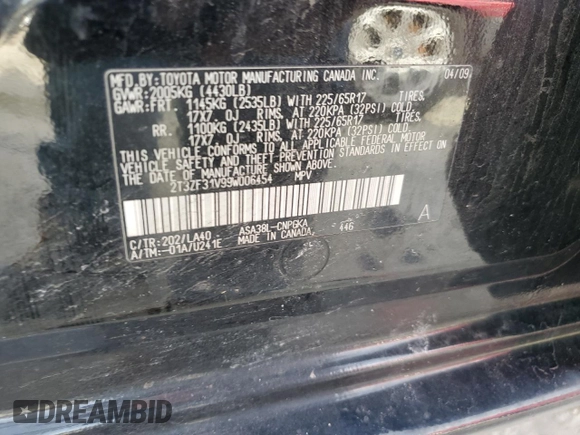 2009 Toyota RAV4 with VIN 2T3ZF31V99W006454, listed as a Copart auction lot 48226975 with 149,270 mi miles and Salvage title. Bid and sale history available at DreamBid. Image 13.