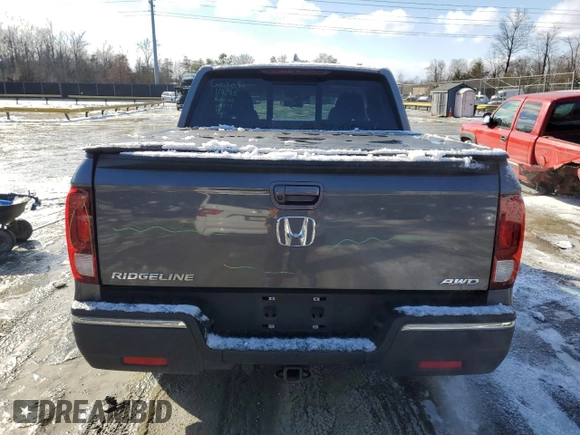 2020 Honda Ridgeline RTL with VIN 5FPYK3F54LB025479, listed as a Copart auction lot 89252185 with 37,706 mi miles and Salvage title. Bid and sale history available at DreamBid. Image 6.