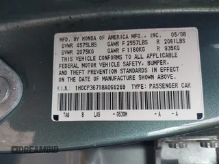 2008 Honda Accord EX with VIN 1HGCP36718A066269, listed as a IAAI auction lot 42283515 with 211,067 mi miles and . Bid and sale history available at DreamBid. Image 9.