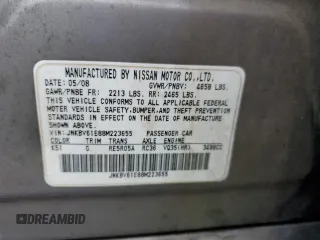 2008 Infiniti G35 Journey z VIN JNKBV61E88M223655, wystawiony jako Copart lot #56632495 z przebiegiem 306 705 mil mil oraz Szkoda całkowita • Salvage title. Historia ofert i sprzedaży dostępna na DreamBid. Obrazek 12.