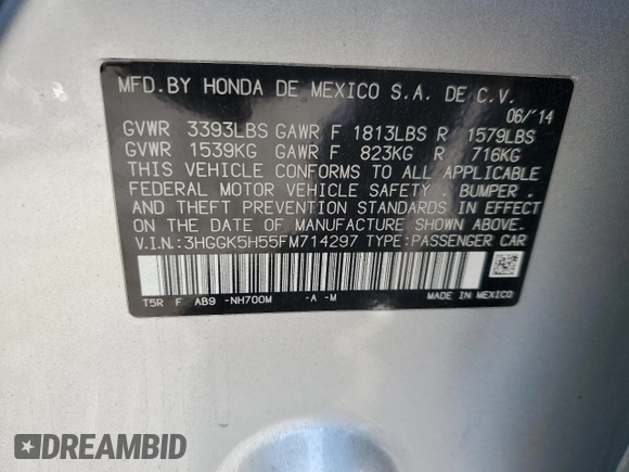 2015 Honda Fit LX with VIN 3HGGK5H55FM714297, listed as a Copart auction lot 49924615 with 69,038 mi miles and Salvage Title. Bid and sale history available at carsss.com. Image 12.