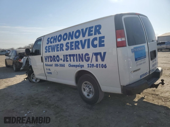 2018 Chevrolet Express Cargo Van with VIN 1GCWGAFG3J1331358, listed as a Copart auction lot 48845795 with 118,894 mi miles and Salvage Title. Bid and sale history available at carsss.com. Image 2.