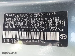 2010 Toyota Camry with VIN 4T1BF3EK5AU534541, listed as a IAAI auction lot 41918333 with 240,843 mi miles. Bid and sale history available at carsss.com. Image 9.