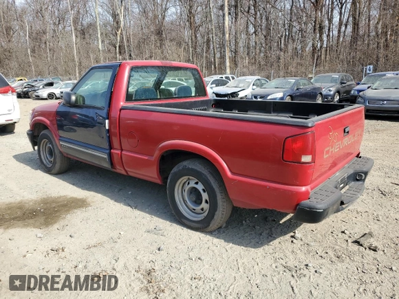 1998 Chevrolet S-10 with VIN 1GCCS144GWK148476, listed as a Copart auction lot 48180025 with 0 mi miles and Salvage Title. Bid and sale history available at carsss.com. Image 2.