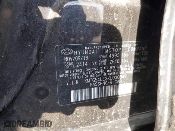 2019 Genesis G70 Advanced with VIN KMTG54LE3KU030847, listed as a Copart auction lot 87334384 with 41,831 mi miles and Salvage title. Bid and sale history available at DreamBid. Image 13.