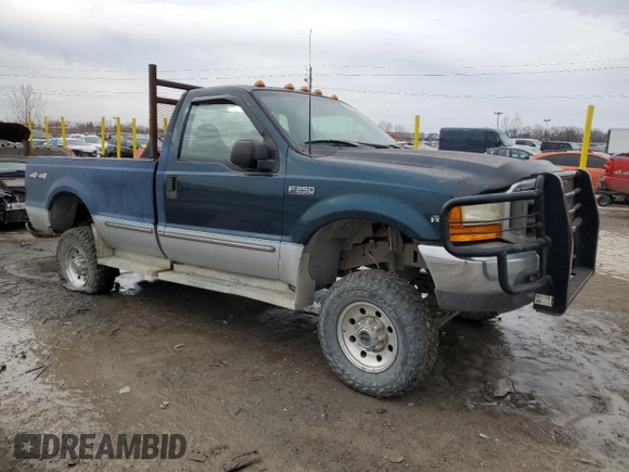 1999 Ford F-250 with VIN 1FTNF21S8XEA67992, listed as a Copart auction lot 44249795 with 157,528 mi miles and Salvage title. Bid and sale history available at DreamBid. Image 4.