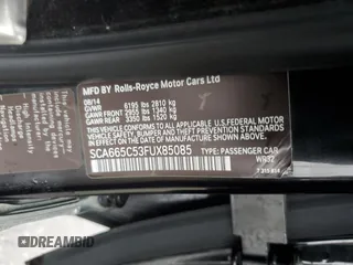 2015 Rolls-Royce Wraith z VIN SCA665C53FUX85085, wystawiony jako Copart lot #45003615 z przebiegiem 54 918 mil mil oraz Szkody całkowita. Historia ofert i sprzedaży dostępna na DreamBid. Obrazek 12.