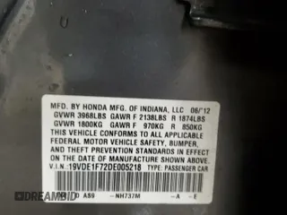 2013 Acura ILX Tech Pkg with VIN 19VDE1F72DE005218, listed as a Copart auction lot 44991785 with 162,470 mi miles and Salvage Title. Bid and sale history available at carsss.com. Image 12.