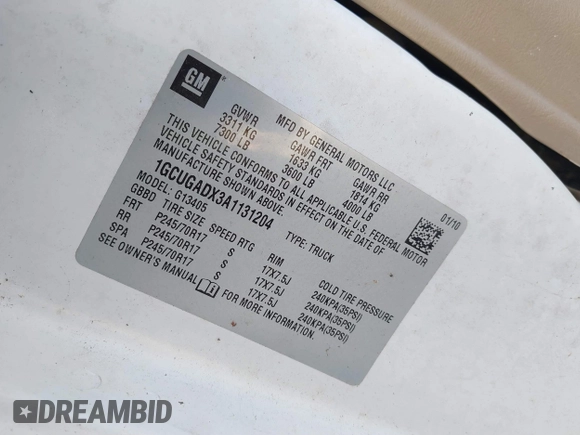 2010 Chevrolet Express Cargo Van with VIN 1GCUGADX3A1131204, listed as a IAAI auction lot 40709065 with 312,430 mi miles. Bid and sale history available at carsss.com. Image 9.