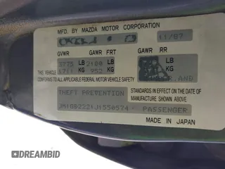 1988 Mazda 626 z VIN JM1GD2221J1550574, wystawiony jako IAAI lot #42415062 z przebiegiem 190 747 mil mil oraz . Historia ofert i sprzedaży dostępna na DreamBid. Obrazek 9.