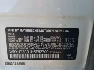2017 BMW X1 xDrive28i with VIN WBXHT3C31H5F82700, listed as a Copart auction lot 48051095 with 76,861 mi miles and Salvage Title. Bid and sale history available at carsss.com. Image 13.