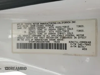 2002 Toyota Tacoma with VIN 5TEWM72NX2Z087098, listed as a Copart auction lot 63470295 with 193,784 mi miles and Salvage title. Bid and sale history available at DreamBid. Image 12.