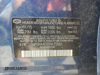 2016 Hyundai Elantra SE with VIN 5NPDH4AE0GH675565, listed as a Copart auction lot 62288815 with 104,716 mi miles and Clean title. Bid and sale history available at DreamBid. Image 12.