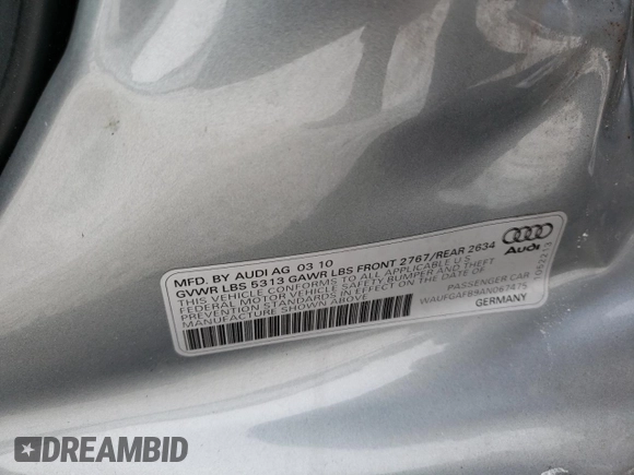 2010 Audi A6 3.0T Premium Plus with VIN WAUFGAFB9AN067475, listed as a Copart auction lot 44312965 with 193,953 mi miles and Clean Title. Bid and sale history available at carsss.com. Image 12.