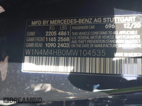 2021 Mercedes-Benz GLB 250 z VIN W1N4M4HB0MW104535, wystawiony jako IAAI lot #41585488 z przebiegiem 33 409 mil mil oraz . Historia ofert i sprzedaży dostępna na DreamBid. Obrazek 9.