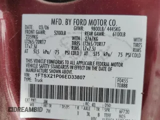 2006 Ford F-250 XL with VIN 1FTSX21P06ED33807, listed as a Copart auction lot 60924055 with 179,423 mi miles and Clean title. Bid and sale history available at DreamBid. Image 12.