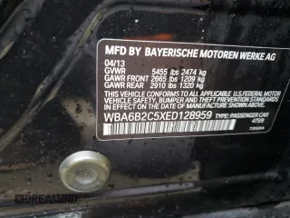 2014 BMW 6 Series 650i z VIN WBA6B2C5XED128959, wystawiony jako Copart lot #44201745 z przebiegiem 146 875 mil mil oraz Szkoda całkowita • Salvage title. Historia ofert i sprzedaży dostępna na DreamBid. Obrazek 12.