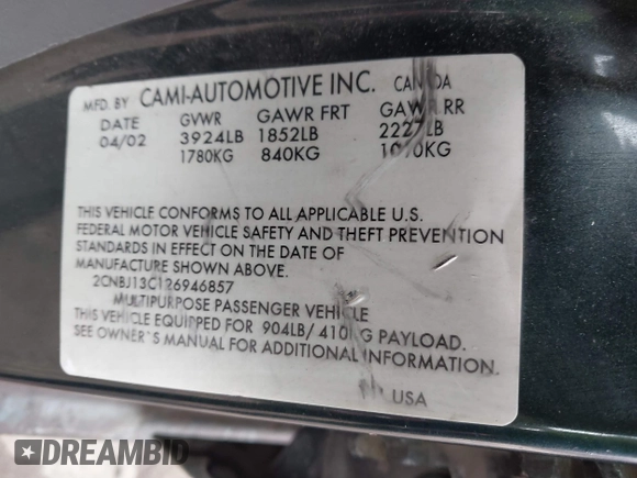 2002 Chevrolet Tracker z VIN 2CNBJ13C126946857, wystawiony jako IAAI lot #41491975 z przebiegiem Nie podano mil oraz . Historia ofert i sprzedaży dostępna na DreamBid. Obrazek 9.