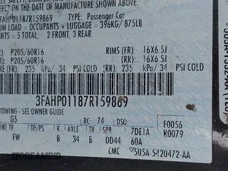 2007 Ford Fusion SE with VIN 3FAHP01187R159869, listed as a IAAI auction lot 41871192 with 173,189 mi miles. Bid and sale history available at carsss.com. Image 9.