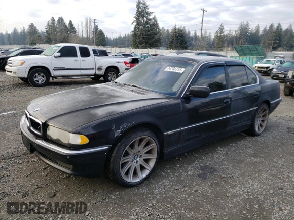 2001 BMW 7 Series 740i with VIN WBAGG83431DN86580, listed as a Copart auction lot 44708755 with 180,708 mi miles and Clean title. Bid and sale history available at DreamBid. Image 1.