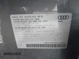 2017 Audi Q5 Premium Plus z VIN WA1L2AFP3HA043636, wystawiony jako IAAI lot #41701999 z przebiegiem 54 949 mil mil oraz . Historia ofert i sprzedaży dostępna na DreamBid. Obrazek 9.